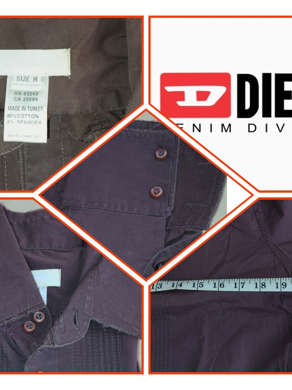 Diesel Men's Brown Casual Button-Down Shirt